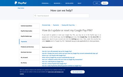 How do I update or reset my Google Pay PIN? - PayPal