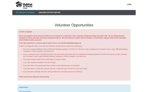 Volunteer Calendar | Habitat Chicago Portal | Habitat Chicago