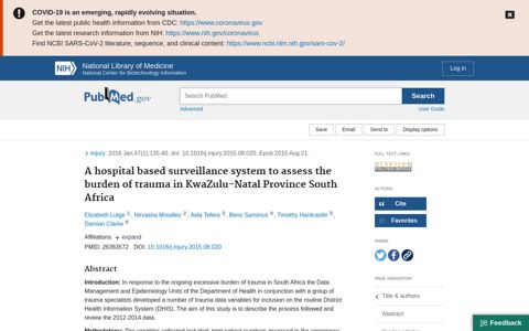 A hospital based surveillance system to assess the burden of ...