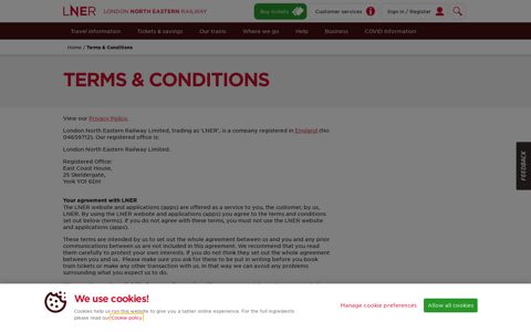 Website Terms & Conditions | LNER