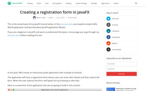 Creating a registration form in JavaFX | CalliCoder