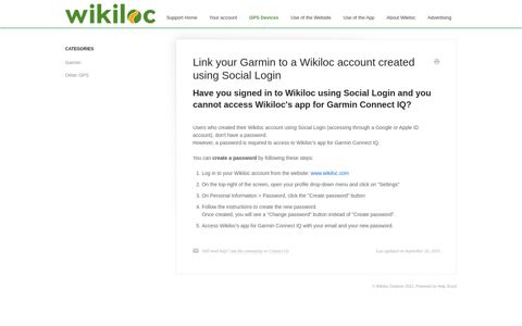 Link your Garmin to a Wikiloc account created using Social ...