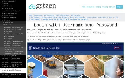 User Manual - Logging into the GST Portal with username and ...