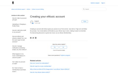 Creating your eMusic account – eMusic and eStories support