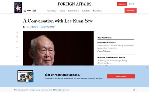 A Conversation with Lee Kuan Yew | Foreign Affairs