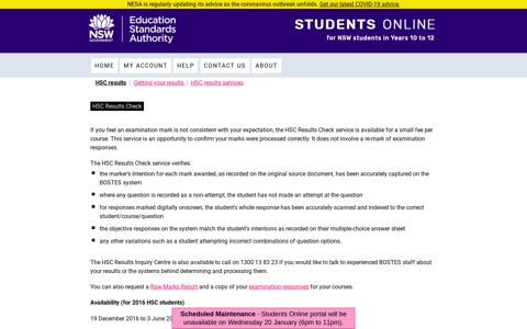 Year 12 :: HSC Results Check - NSW Students Online