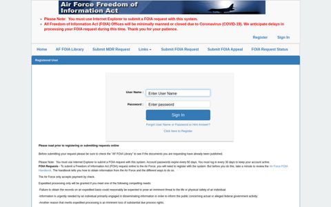 PAL Application-Sign in - FOIA