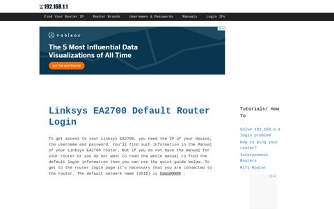 Linksys EA2700 - Default login IP, default username & password