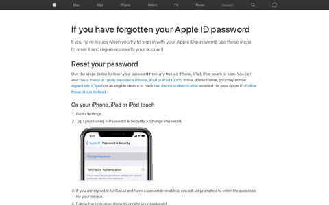 If you have forgotten your Apple ID password – Apple Support