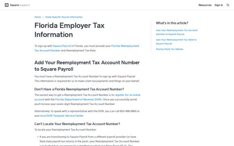 Florida Employer Tax Information | Square Support Center - US