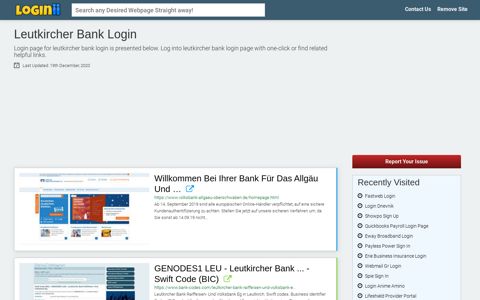 Leutkircher Bank Login - Loginii.com