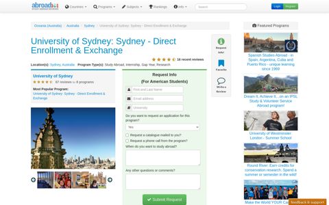 University of Sydney: Sydney - Direct Enrollment & Exchange