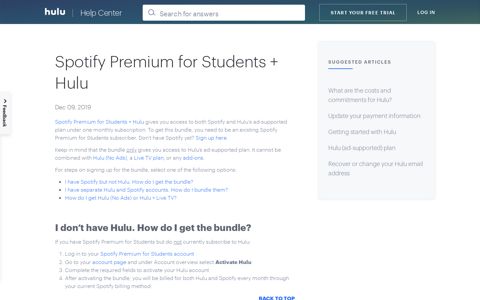 Spotify Premium for Students + Hulu - Hulu Help