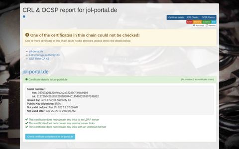 CRL & OCSP report for jol-portal.de