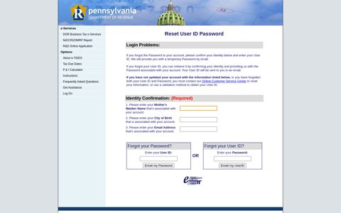 Reset User ID Password - e-TIDES