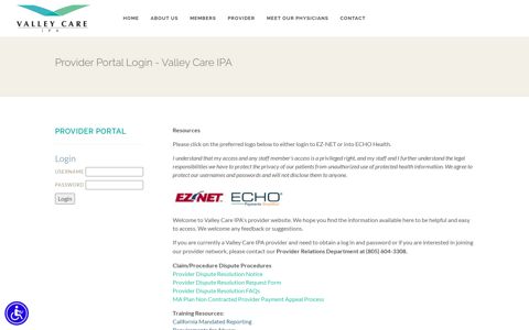 Provider Portal Login - Valley Care IPA