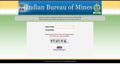 Indian Bureau of Mines - Online Submission of Returns