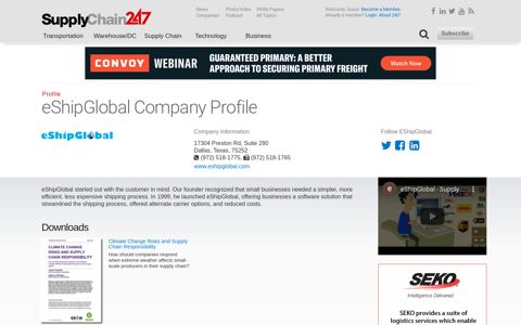 eShipGlobal - Supply Chain 24/7 Company