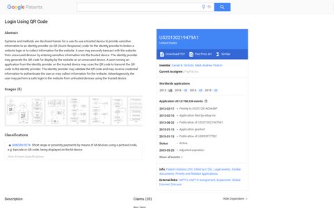 US20130219479A1 - Login Using QR Code - Google Patents