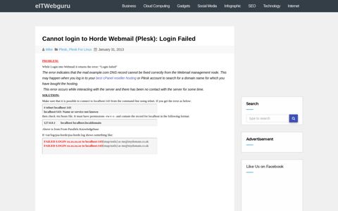 Cannot login to Horde Webmail (Plesk): Login Failed