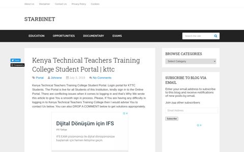 Kenya Technical Teachers Training College Student Portal | kttc