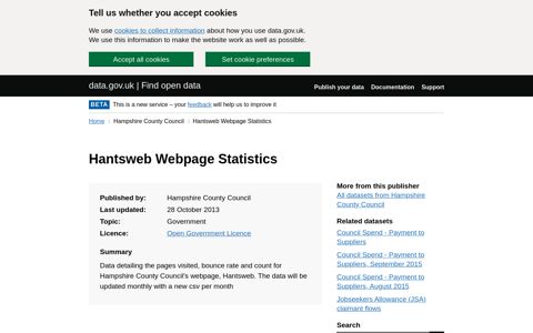 Hantsweb Webpage Statistics - data.gov.uk