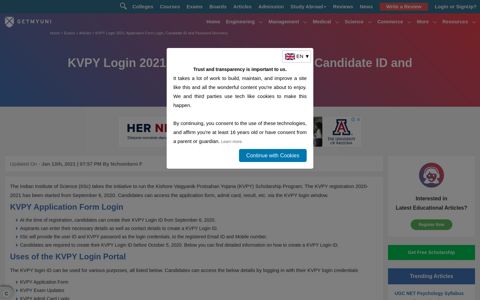 KVPY Login 2020: Application Login, ID and Password ...