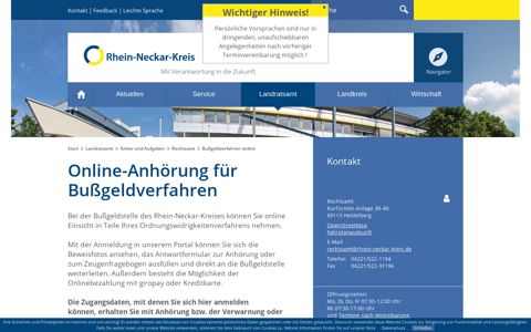Bußgeldverfahren online - Rhein-Neckar-Kreis