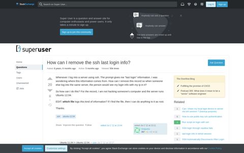 How can I remove the ssh last login info? - Super User