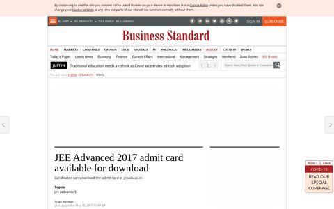 JEE Advanced 2017 admit card available for download ...