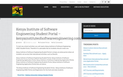 Kenya Institute of Software Engineering (KISE) Student Portal