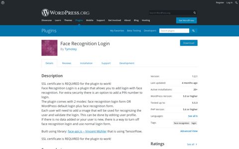 Face Recognition Login – WordPress plugin | WordPress.org