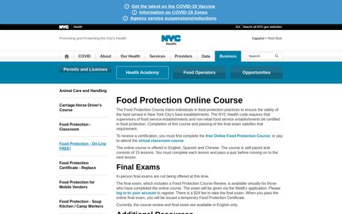 Food Protection: Free Online Training - NYC Health - NYC.gov