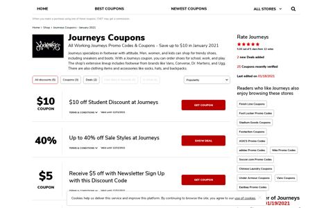 $10 Off Journeys Coupons – December 2020 - CNET Coupons