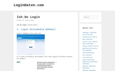 Ish.De - Login Unitymedia Webmail - LoginDaten.com