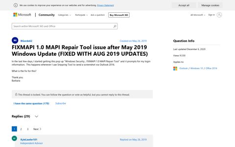 FIXMAPI 1.0 MAPI Repair Tool issue after May 2019 Windows ...