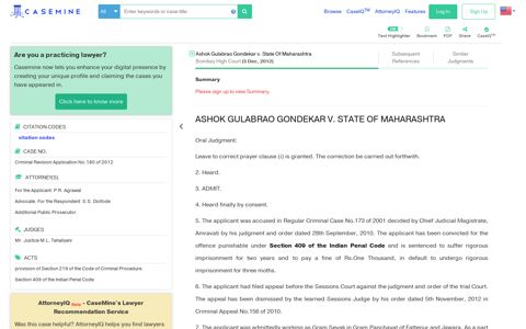Ashok Gulabrao Gondekar v. State Of Maharashtra | Bombay High ...
