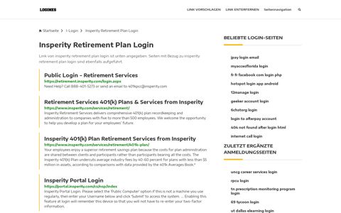 Insperity Retirement Plan Login | Allgemeine Informationen zur ...