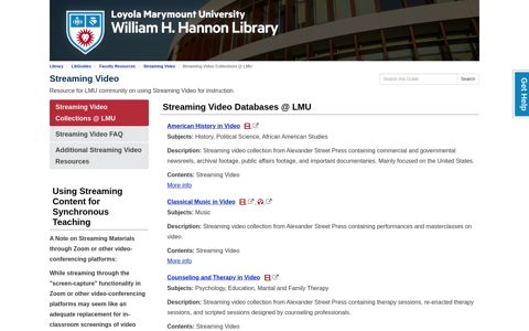 Streaming Video Collections @ LMU - Streaming Video ...