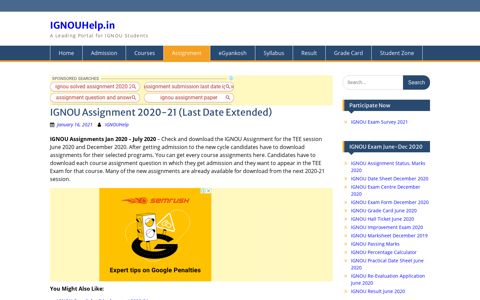 IGNOU Assignment 2020-21 (Last Date for Submission ...