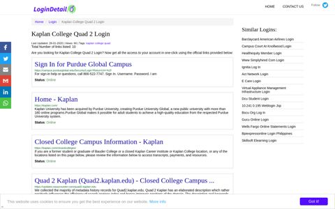 Kaplan College Quad 2 Login Sign In for Purdue Global ...