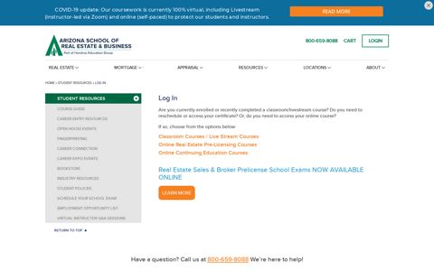 Log In - Arizona School of Real Estate and Business