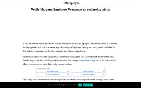 Verify Haryana Employee Username at esalaryhry.nic.in