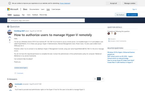 How to authorize users to manage Hyper-V remotely ...