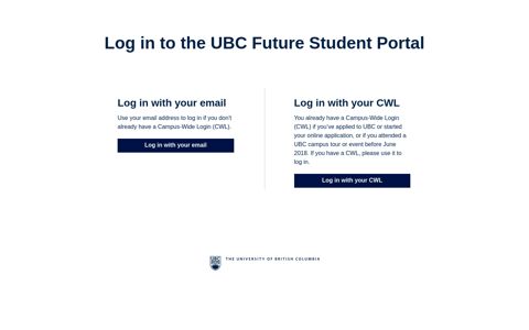 Portal Login - UBC's Future Student Portal