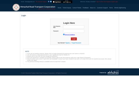 Login - HRTC Official Website for Online Bus Ticket Booking ...