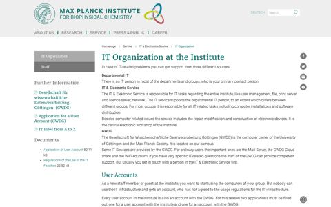 IT Organization | Max Planck Institute for Biophysical Chemistry