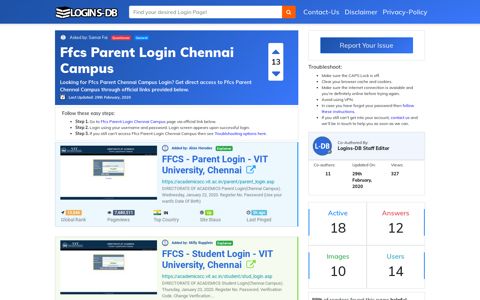 Ffcs Parent Login Chennai Campus - Logins-DB