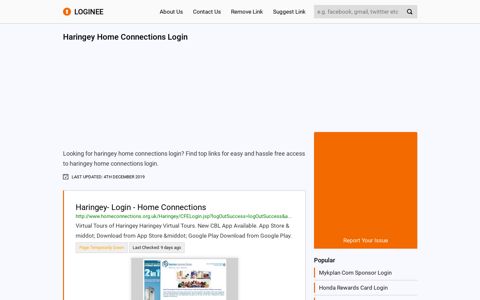 Haringey Home Connections Login
