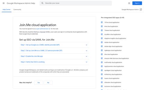 Join.Me cloud application - Google Workspace Admin Help